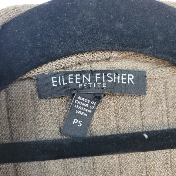 Eileen Fisher Cardigan Womens Small Petite Brown Wool Italian Yarn Open Front - Picture 5 of 10